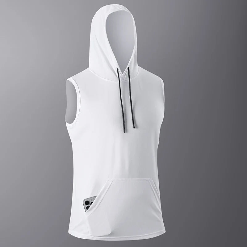 Men's Quick-Dry Gym Hoodie T-Shirt Black